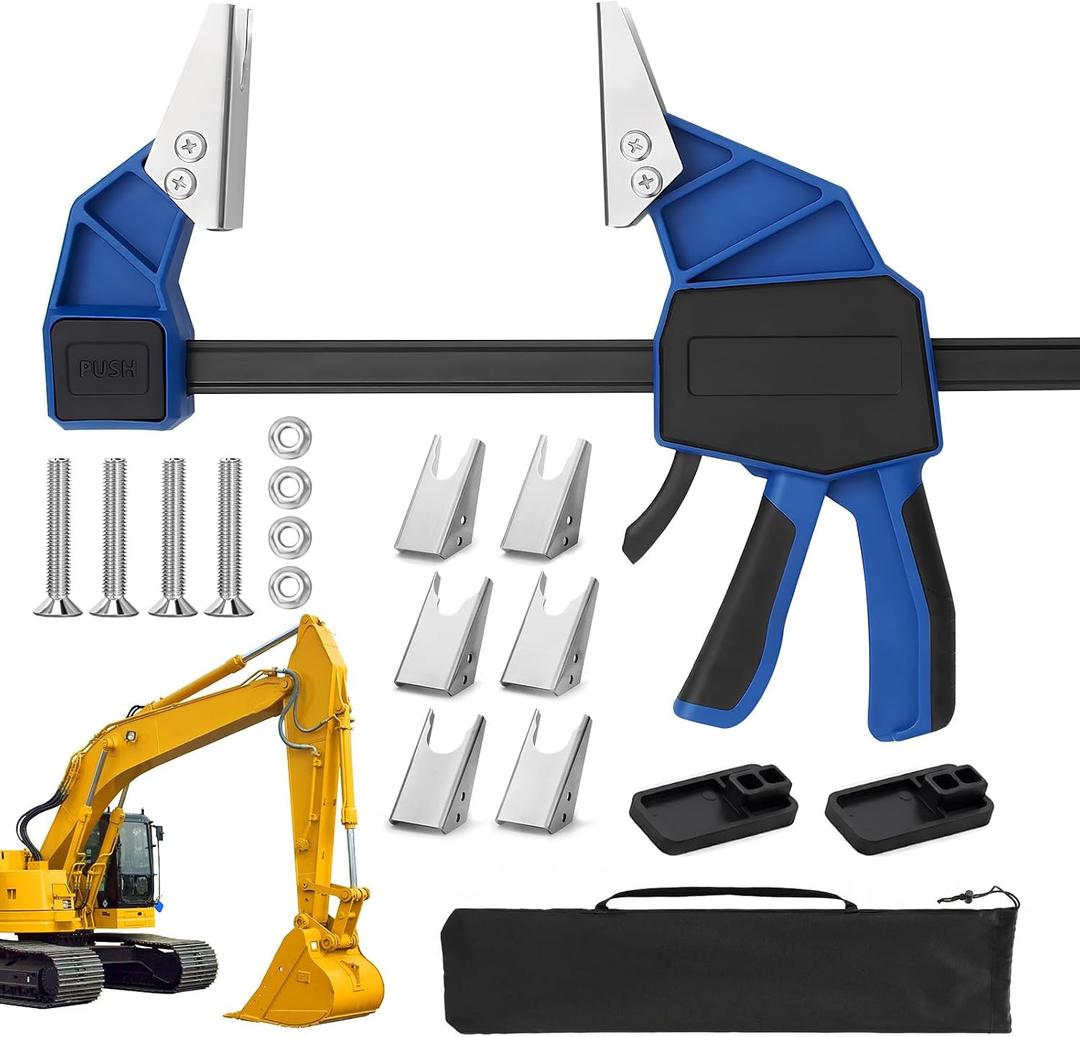 18'' Hydraulic Quick Connect Hand Clamp Tool 6 Pcs NPT Dual-Jaw Sets & 1 Storage Bag, for Hydraulic Pipe Clamps & Flat Face Hydraulic Quick Couplers, Fits Excavators, Loaders, Cranes