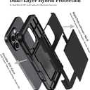 XHSY iPhone 16 Pro Max Case with Card Holder  Dual Layer Wallet Phone Case with Hidden Slot, Shockproof PC+TPU Protective Cover for Women & Men (Compatible with 6.9 inch) (Black)