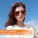 LADEESSE 3 Pack Bifocal Reader Sunglasses Women - Oversized Sun Reading Glasses Womens W/Cat Eye Vintage Outdoor UV400 Protection Eyewear 1.75