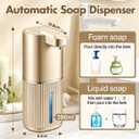 Automatic Soap Dispenser, Foaming Soap Dispenser Touchless with Continuous Dispensing, 4-Level Adjustable, Rechargeable Hand Soap Dispensers, Wall Mounted or Countertop for Bathroom & Kitchen