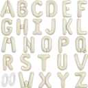 TONIFUL 16 Inch Cream White Letter A-Z Balloons,Custom Phrase Mylar Foil Alphabet Letter DIY Personalized Phrase Banner for Birthday Anniversary Baby Shower Bride Shower Supplies Decor(26 Pcs)