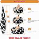 Bean Bag Chair Cover (No Filler), 4-Feet, Dutch Velvet Washable Big Bean Bag Cover, Suitable for Gardens, Living Rooms, Bedrooms, Balconies (Cow Print, 4FT)