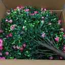 2-Pack Artificial Boxwood Topiary Ball Plant with Pink Flowers, Ground Stake, UV-Resistant Outdoor & Indoor Decorative Flowers