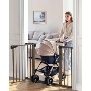 Cumbor 30-46" Baby Gate for Stairs, Auto Close Dog Gate for the House Brown