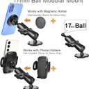 VAUBORTTI Aluminum GPS Mount with [17mm to 25mm Dual Ball Adapter], Fits Garmin GPS & Phone Holder, Replacement for Suction Cup Windshield Mount, Heavy-Duty Drill Base, Arm with 1" Ball Joint