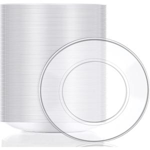 Clear Plastic Dessert Plates 5.5 Inch Disposable Cake Plates Small Party Dishes Bulk Clear Round Dishes for Wedding Dinner Appetizers BBQ Travel Catering Events(200 Pcs)