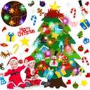 EMPOF Felt Christmas Tree for Toddlers - 3.3ft Felt DIY Tree Set for Kids Wall with Snowflake Lights + 32 Ornaments, Indoor Christmas Home Wall Hanging Decor, Kids Toddler Xmas Activities, Colorful