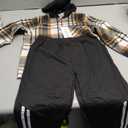 2Pcs Kids Boys Sweatsuit Hoodie Flannel Plaid Shirt Tops and Jogger Pants for Kids Fall Winter Spring Outfits (5-6 Years, Black)