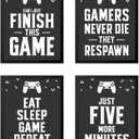 Poster Master 4-Piece Video Game Print - Gaming Poster - Retro Typography Art - Black & White Wall Design - Funny Quote Art - Great Game Room or Boy's Bedroom Decor - 8x10 UNFRAMED Wall Art