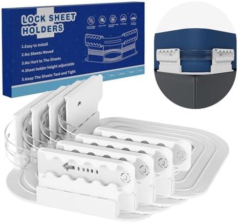 Lock Sheet Holders - Heavy Duty Bed Sheet Straps Keep Sheets Firm & Tight, No More Loose Sheets