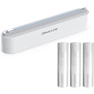 Refillable Magnetic Plastic Wrap Dispenser with Slide Cutter, Plastic Food Wrap 12' x 328' Cling Film (Pack of 2)
