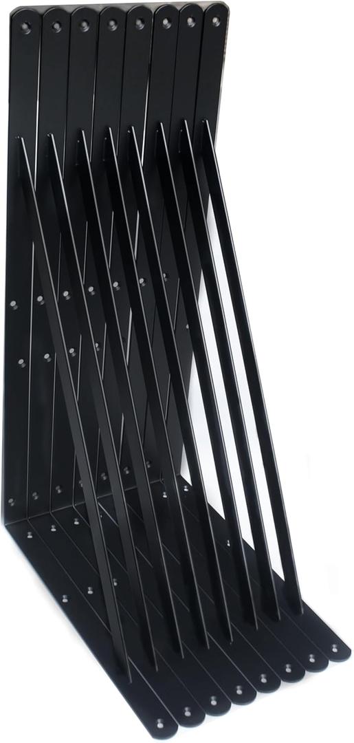 8 Pack L20 x H 12" Black Heavy Duty Shelf Brackets with Screws Metal Shelf Brackets Shelf Support Angle Brackets for Shelves L Brackets Heavy Duty Floating Shelf