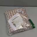 2 Pack Taupe White Plaid Gingham Ruffle Pillow Shams Standard Size, 100% Washed Cotton Checkered Farmhouse Pillow Covers for Bed/Sofa Envelope Closure - 20''x26''