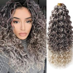 8 Packs Curly Crochet Hair GoGo Curl Crochet hair for Black Women Deep Wave Braiding hair,Synthetic Bohemian Crochet Braid Water Wave Crochet hair Extensions (33/613#, 18inch)