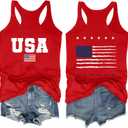 Ithalt Womens American Flag Shirts 4th of July Outfits USA T-Shirt Patriotic Tank Shirt Fourth of July Sleeveless Tops, M