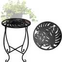 15" Tall Metal Plant Stand, 8" Wide Round Plant Stand for Flower Pot Rustproof Iron Plant Holder for Indoor Outdoor Use, Easy Assemble Flower Stand for Home Garden Display Greenery (Round 1pcs)