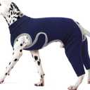 Kuoser Dog Surgery Recovery Suit, Professional Dog Surgical Suit for Back Legs, Soft Dogs Recovery Sleeve to Prevent Licking Biting Wounds, Dogs Onesie After Surgery Elbow Protector, Blue L (Large (Back: 15.74"; Chest: 24.01"))