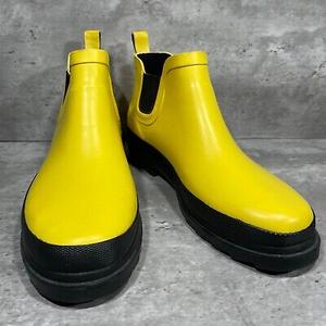 ShedRain GOGO Chelsea Short Rubber Rain Boots for Women, Comfortable Cotton Lining, Waterproof Exterior, Anti-Slip Lug Sole Garden and Outdoor Work Boots, Adjustable Width Size 7