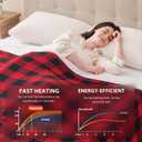 Homemate Electric Blanket Heated Throw - 50x60 Ultra Soft Cozy Flannel Heating Blanket with 10 Fast Heat Levels 8 Hours Auto Off Over-Heated Protection ETL Certification Keep Warm in Home Office (Red-black)
