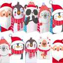 easykart labels 24 Christmas Die-Cut Flip Over Gift Treat Paper Bags for Holiday Party Treats, Pastries, Cupcakes, Cookies Goodie, Donuts Xmas Gift-Giving Bag (1 Count (Pack of 24))