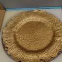 MAONAME 13" Gold Charger Plates, Round Reef Chargers for Dinner Plates, Plastic Plate Chargers for Table Setting, Wedding Decor, Set of 6