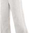 Herseas Women's 2 Side Stripes Sweatpants Wide Leg Pants Casual Drawstring Lounge Pants (Gray, L)