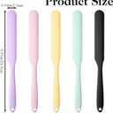 5 Pcs Silicone Jar Spatula, Long Handle Sourdough Spatula for Mixing Scraping and Spreading, for Jars Baking Cake Icing Cream Butter and Batter Kitchen Spatulas Tool (Purple Pink Green Yellow Black)