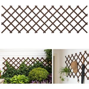 Expandable Wooden Lattice Panels Outdoor Garden Fence Trellis for Climbing Plants Roses Vines Cucumbers Weather Resistant Decorative Wood Privacy Fence (1, 38''x 89'')