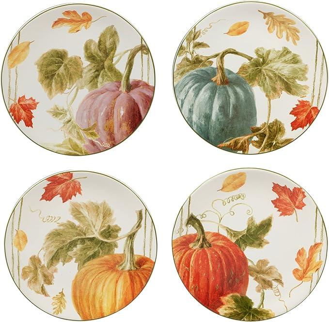 Autumn Harvest 9" Salad/Dessert Plates, Multicolor, Medium, Set of 4