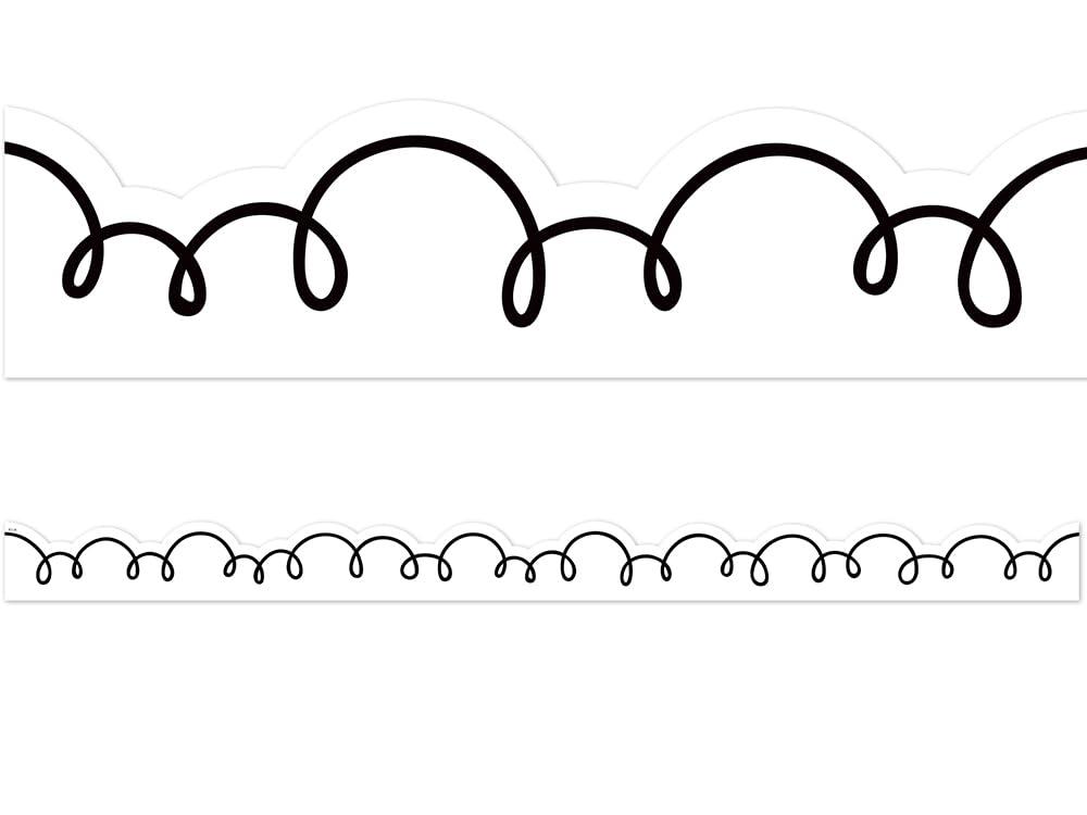 Teacher Created Resources White with Black Squiggles Die-Cut Border Trim (TCR6809)