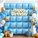 50Pcs Sky Blue Square Foil Balloons Wall Backdrop, Double Sided Metallic Foil Balloons Tunnel Arch Garland Kit for Photo Booth Birthday Wedding Halloween Christmas Party Decorations