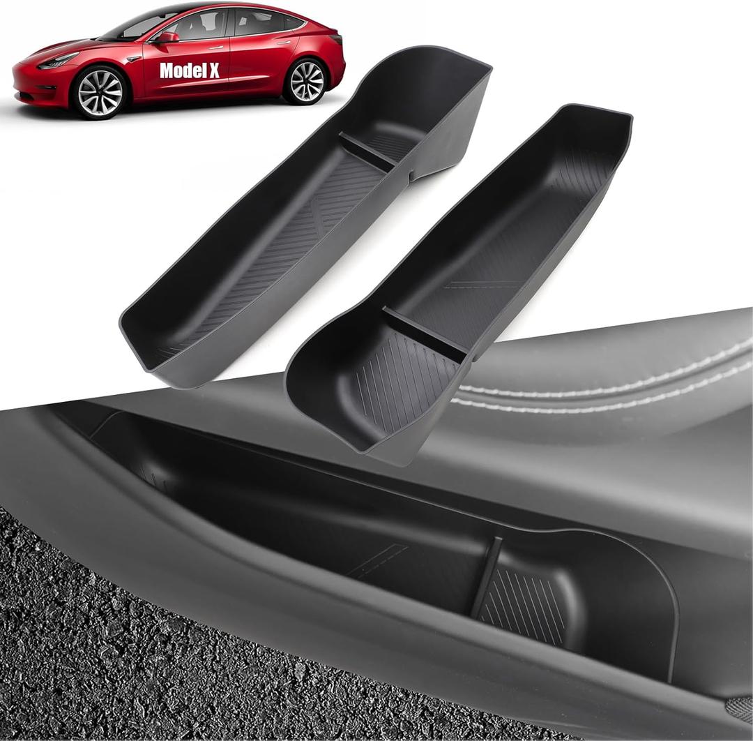 Jaronx Compatible with 2021-2025 Tesla Model X Door Side Storage Box, 2PCS TPE Front door Pockets Inserts Organizer Tray for Model X Accessories 2021 2022 2023 2024 2025