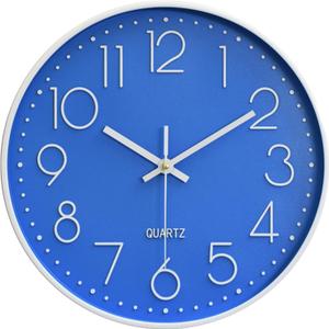 Large Digital Wall Clock 12 Inch Simple Silent Wall Clocks Decorative Clock for Bathroom, Living Room, Kitchen, Classroom, Office Easy to Read - Blue