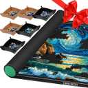 Pohxev Jigsaw Puzzle Mat Roll Up, Portable Saver Pad 34.6” x 22.8” Up to 1000 Pieces, Puzzles Matt Rollup with Non-Slip Rubber Bottom & Smooth Top. (6 Puzzle Sorting Trays & 1 Storage Bag), 300-1000 Pieces