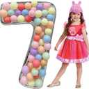 Skywin Large Numbers for Party Decor- 7, Big Numbers for Party Decorations 65 Inches (5.42 Feet) Mosaic Balloon Frame, Giant Number Eight Balloon Frame, Birthday Numbers(Silver) (Seven)