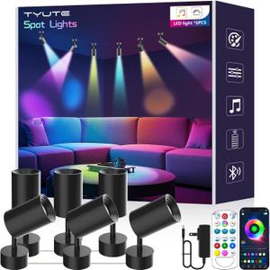 Tyute LED Spot Lights, Color Changing Wall Light with APP & Remote Control, Music Sync, Ambient Lighting Indoor Spotlight Lamp for Living Room Bedroom Christmas Decor