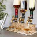 Wood Faucet Shaped Whisky Liquor Dispenser | Perfect Wine Alcohol Gifts for Men, Christmas Fathers Day Birthday Gifts for Father Grandfather Husband | Rustic Farmhouse Bar Home Decor (3 Faucet Style)