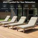 72 x 21 Inch Outdoor Chaise Lounge Cushions Set of 4 - Removable Cover, 4-Section Design, Water-Repellent & Fade-Resistant, 6 Tie Straps, Replacement for Patio & Pool Chairs - Cream