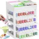 ARTDOT Storage Containers for Diamond Painting Accessories, Art Bead Organizer 4 Drawers with 192 Slots Storage Bottles and Diamond Painting Tools and Kits Rack with Funnel