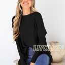 LIYOHON Oversized T Shirts for Women Tunic Tops to Wear with Leggings Long Sleeve Fall Sweaters Dressy Tops (Black, XL)