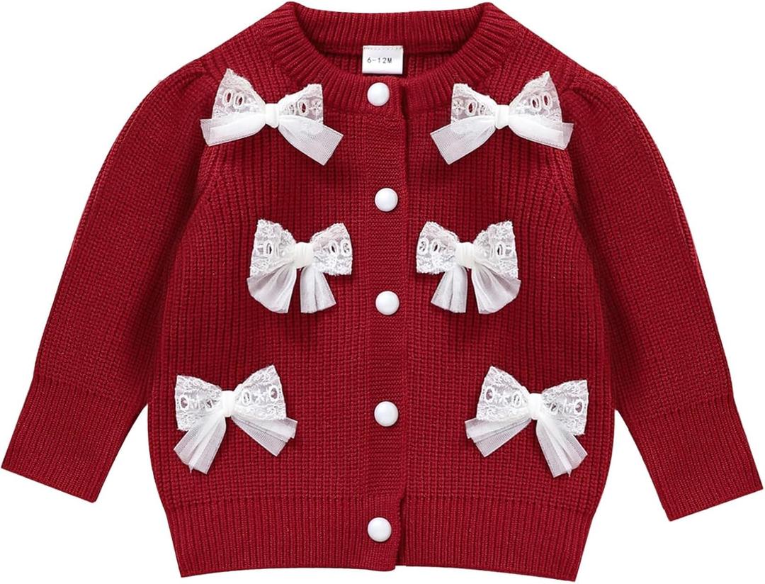 Infant Toddler Baby Girl Oversized Sweater Long Sleeve Sweaters Fall Winter Tops Clothes (Red)