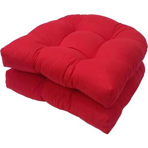 Indoor/Outdoor Wicker Chair Cushions Set of 2 Waterproof Rocking Chair Cushion Pad,2 Pieces 18.5in*18.5in Round Corner Patio Chair Cushion Red