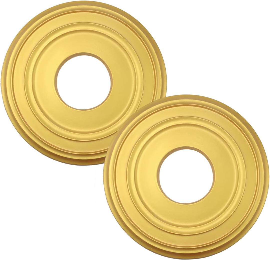 Crapyt 2 PCS Ceiling Medallion Large Ceiling Medallion Ceiling Fan Medallion for Light Fixtures and Ceiling Fans 12.2"OD x 3.86"ID Gold