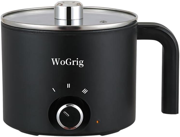 1.8L Electric Hot PotRamen Cooker, Dual power supply Mini Portable Multi-Functional Lazy Pot for Pasta, Noodles, Egg, Soup,RiceNon-Stick Noodle Cooker with Boil Dry Protection for Dorm, Office
