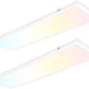 hykolity 1x4 FT LED Flat Panel Selectable CCT Flush Mount Light,4800lm,48W Dimmable Ultra Slim Edge-Lit Ceiling Light, 3000K/4000K/5000K Built-in Driver Surface Mount Lights for Kitchen Garage,2 Pack (White)