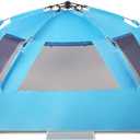 Easthills Outdoors Instant Shader Dark Shelter XL Beach Tent 99" Wide for 4-6 Person Sun Shelter UPF 50+ with Extended Zippered Porch Pacific Blue