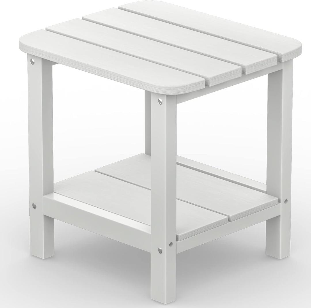 SERWALL Double Adirondack Side Table End Table- White (HIPS-1 pack)