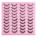 Manga Lashes Natural Look Anime False Eyelashes 20 Pairs Clear Band Individual Wispy Fake Eyelashes Strip Spiky DIY Cluster Lashes Extension C-curly Cat Eye Lashes Pack