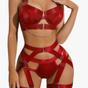 Avidlove Lingerie Set for Women Sexy Strappy Lingerie Underwire Push Up Bra Garter Set Lingerie with Chain,S