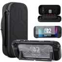FUNDIARY Large Capacity Carrying Case for Nintendo Switch 2 (2025) - Switch Two Accessories Bundle with Screen Protector, Heavy Duty Protective Dockable Cover, Hard Shell Portable Travel Pouch, Black